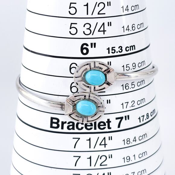 Vintage Sterling Silver 925 Persian Turquoise Bypass Cuff Bracelet 6.5" - Picture 5 of 7